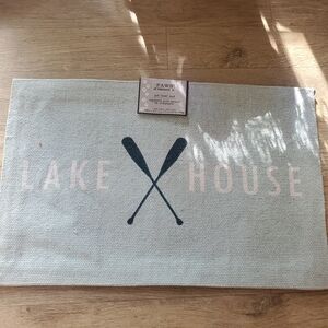 Pet Bowl Mat For Dog Or Cat Lake House Oars Light Blue In Cotton NWT